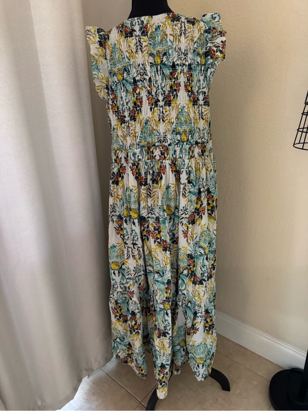 Anthropologie The Peregrine Midi Dress 2X Floral Boho Smocked Cottagecore - Picture 9 of 11